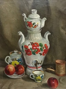 Still life with a white samovar